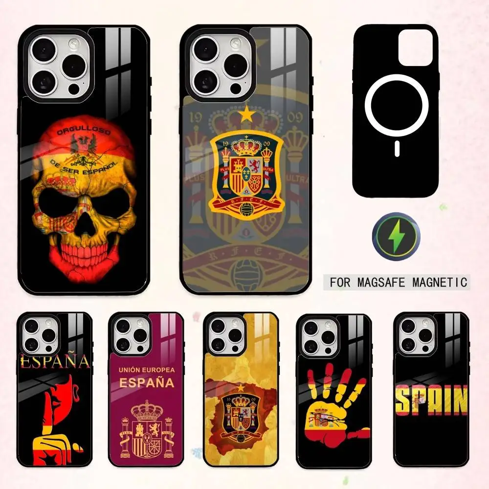 

COOL S-Spain S-Spanish F-Flag Art Phone Case For iPhone17,16,15,14,13,12,11 Plus,Pro Max Magnetic For Magsafe Wireless Charging