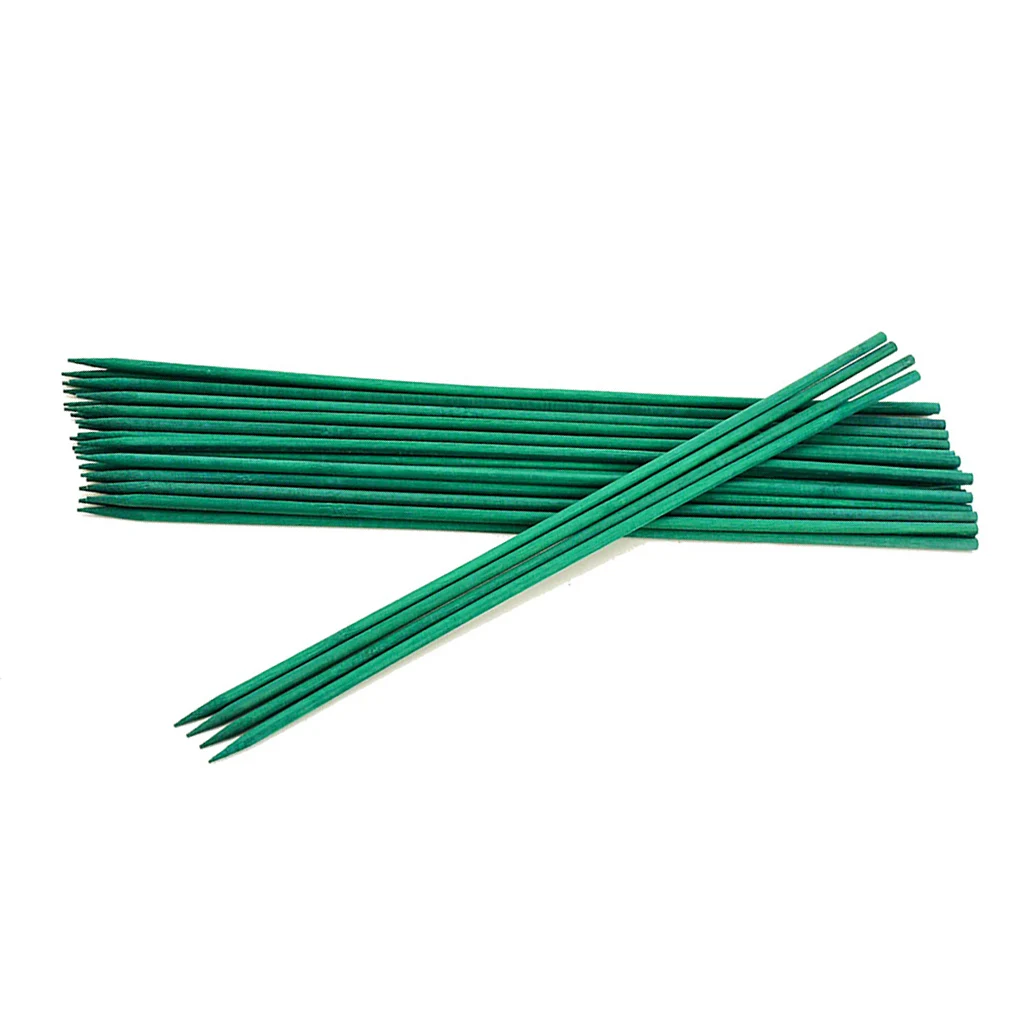 

100 Pcs Wooden Plant Support Stakes Decorative Tip Design Stick Long Green Garden er Bamboo Stake Horticulture