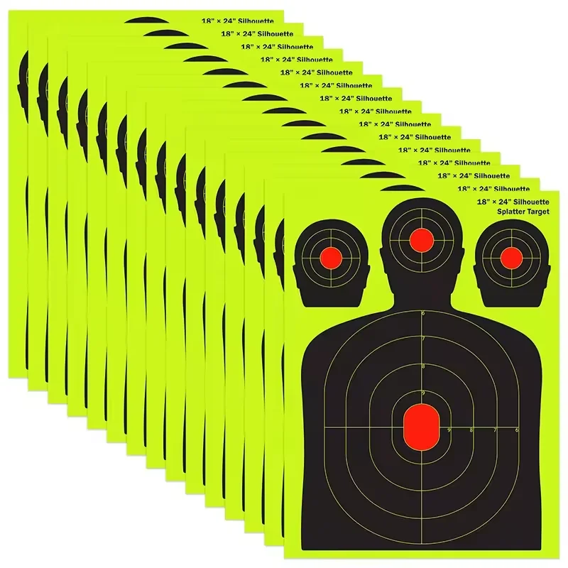 10pcs 18*24inch Splatter Target Silhouette Paper Shooting Target for Range Practice Bright Fluorescent Shooting Target