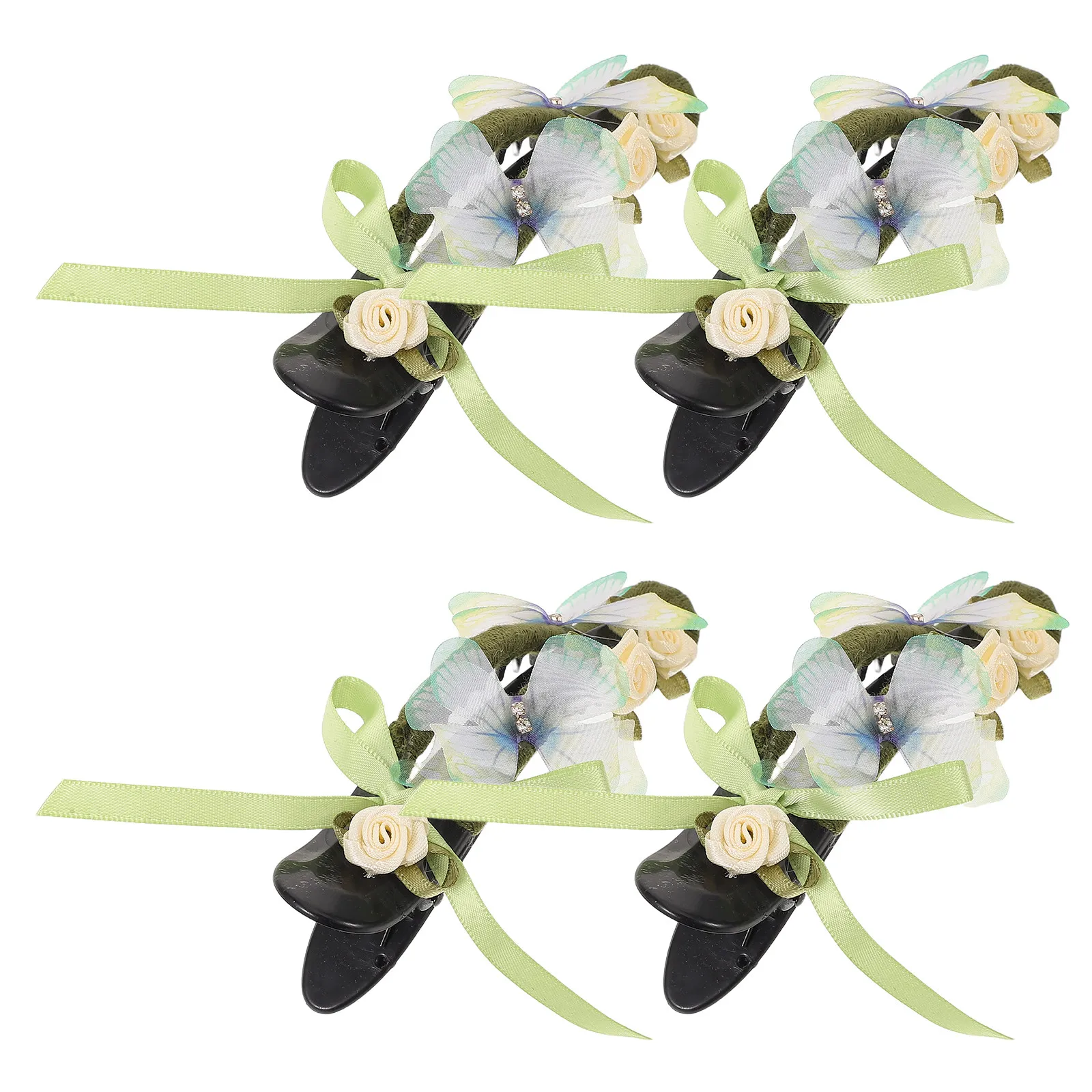 Butterfly Hair Clips 4 Pack Large Duckbill Barrettes Natural Style Secure Grip Hair Accessories for Women Girls