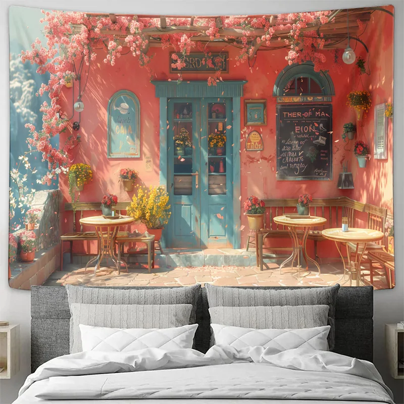 Romantic Style Flower Shop, Exquisite Tapestry Design Wall Hanging, Artistic Choice for Decor