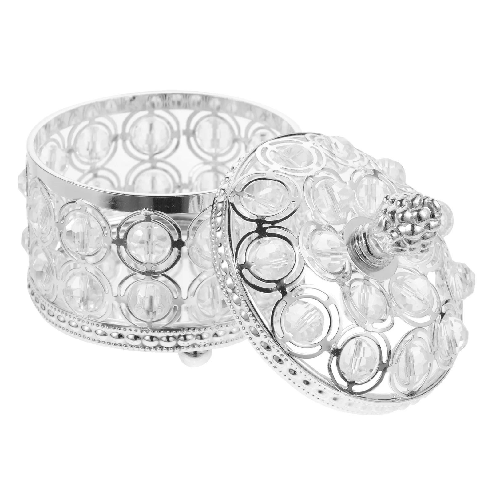 

Crystal Jewelry Storage Box Hollow Design Exquisite Organizer for Necklaces Rings Trinkets Decorative Display Case