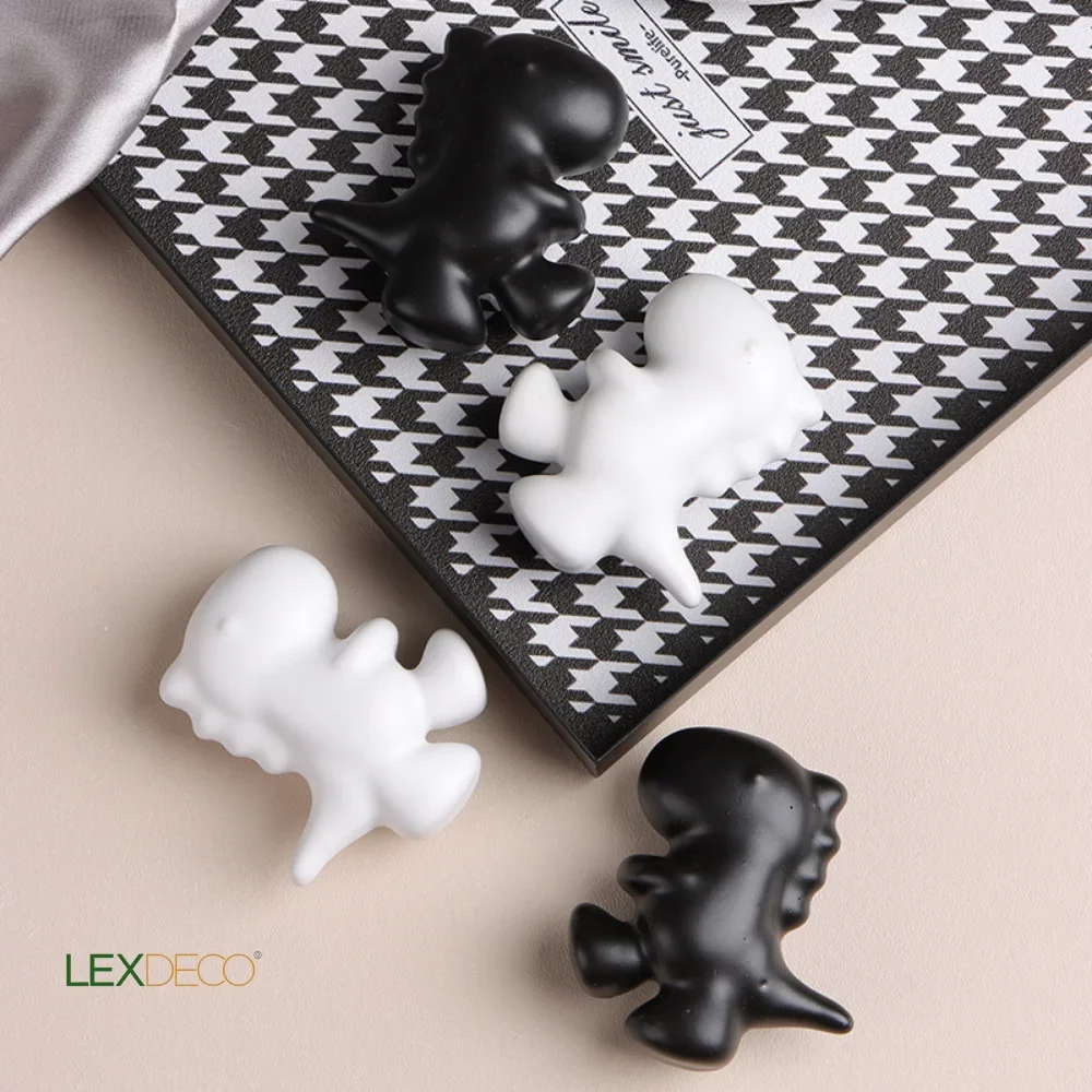 

2 pack Dinosaur Cabinet Knobs - 8 Jungle Colors Matte Ceramic Handles for Kids & Adults-LEXDECO