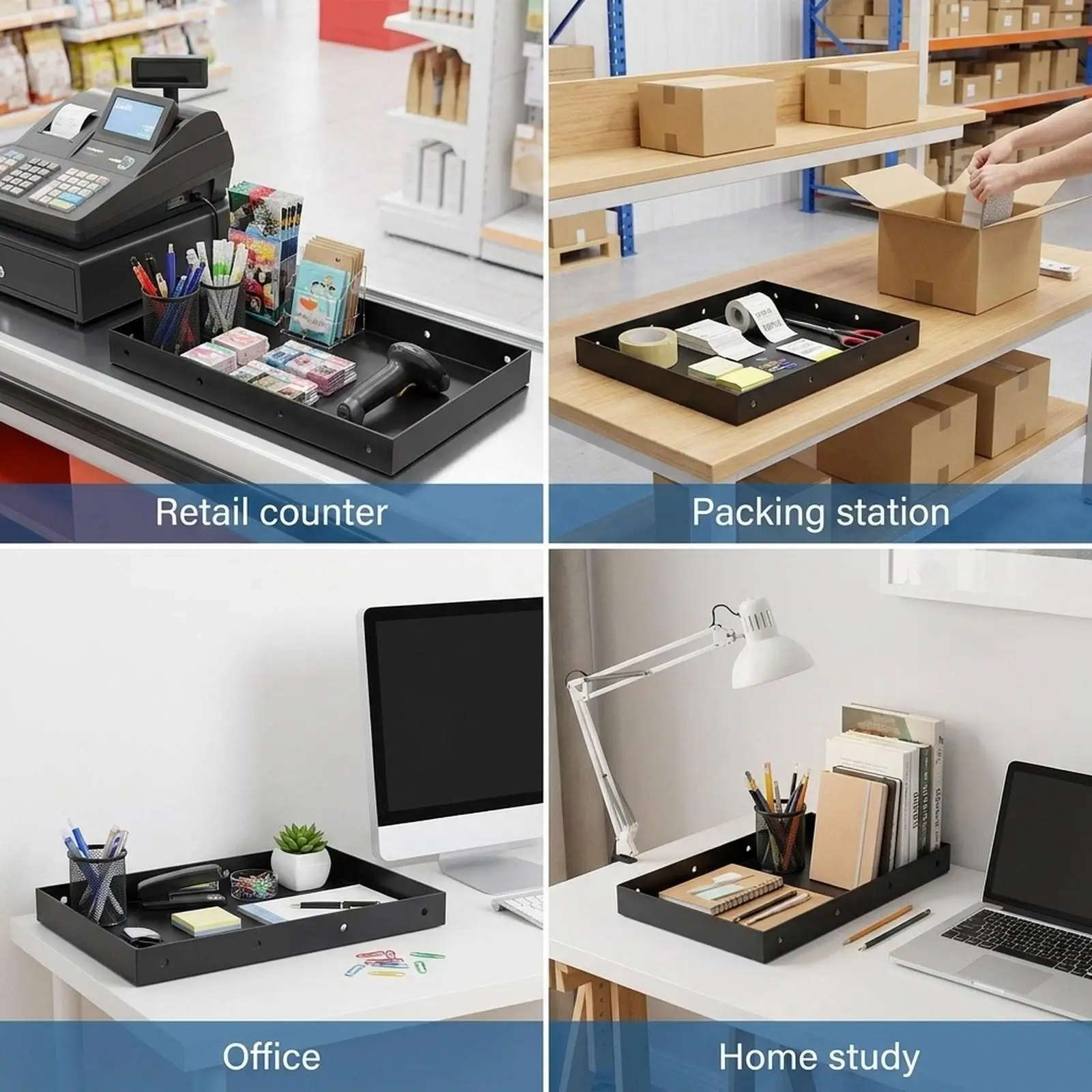 Thermal Printer Wall Mounted Shelf with Cable Management for POS Restaurant Ticket Order Printers Stand