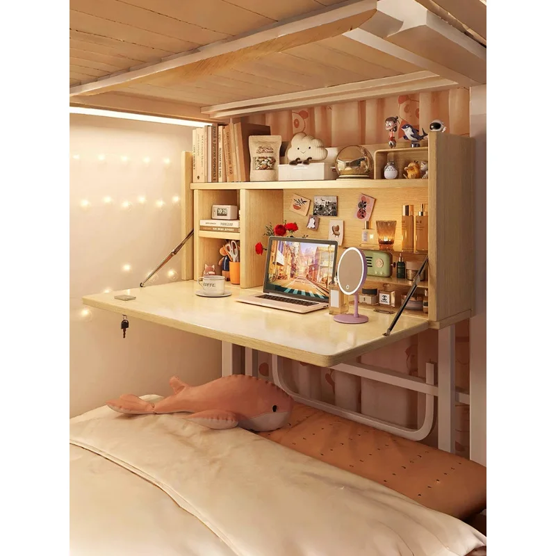 

Bed table School season student dormitory upper and lower bunk foldable desk simple study table bedside suspended