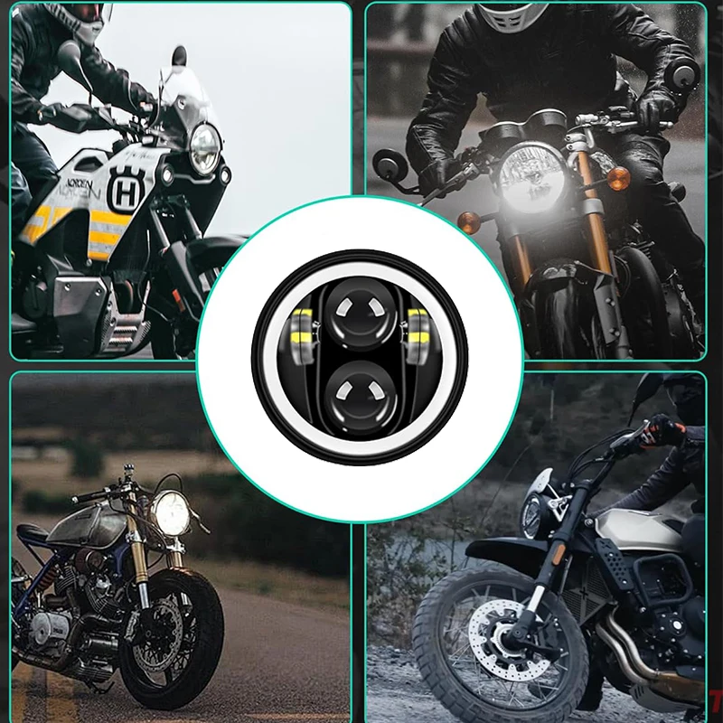 5-3/4 5.75 بوصة دراجة نارية المصباح هالة عيون الملاك عالية منخفضة شعاع DRL بدوره إشارة مشروع ل هارلي سبورتستر 883 XL883 FXCW