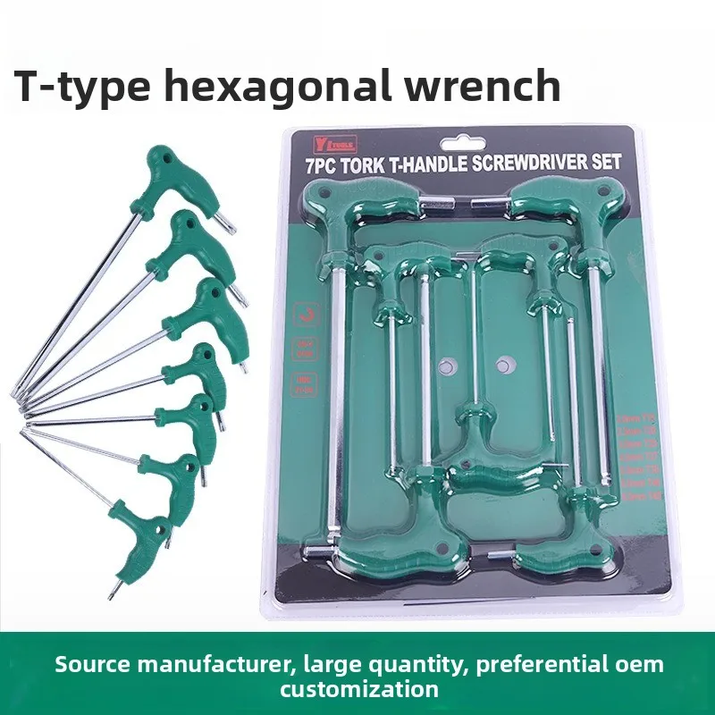 Double Ended Extended Length T Shaped Hexagon Wrench with Rubber Handle Flat Head Hexagon Wrench Ideal for Various Applications