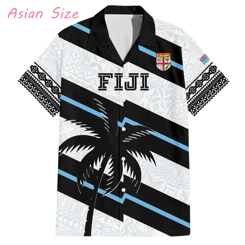 

Summer New Fashion Fiji Flag Printed Shirts For Men Tropical Beach Short Sleeve Camisa Unisex Hawaiian Shirts Men Women Blouses