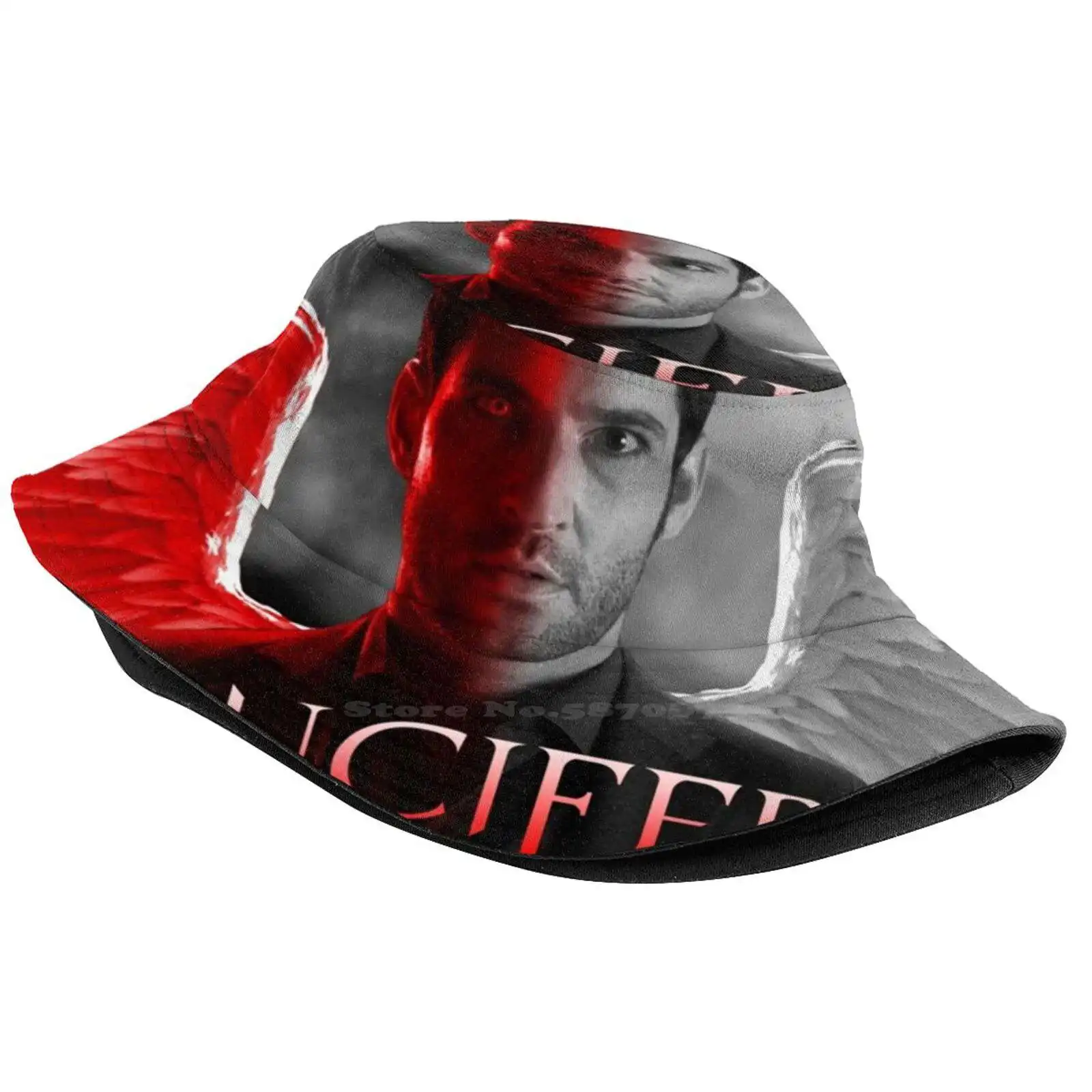 Lucifer Half Devil Face Unisex Fisherman Hats Cap Lucifer Tom Ellis Morningstar Devil Angel Kristin Harris Tv Show