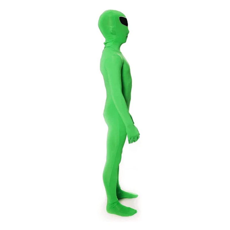 Kids Adult ET Alien Cosplay Costume Zentai Jumpsuits Green Extraterrestrial Mascot Halloween Carnival Masquerade Bodysuit Suit