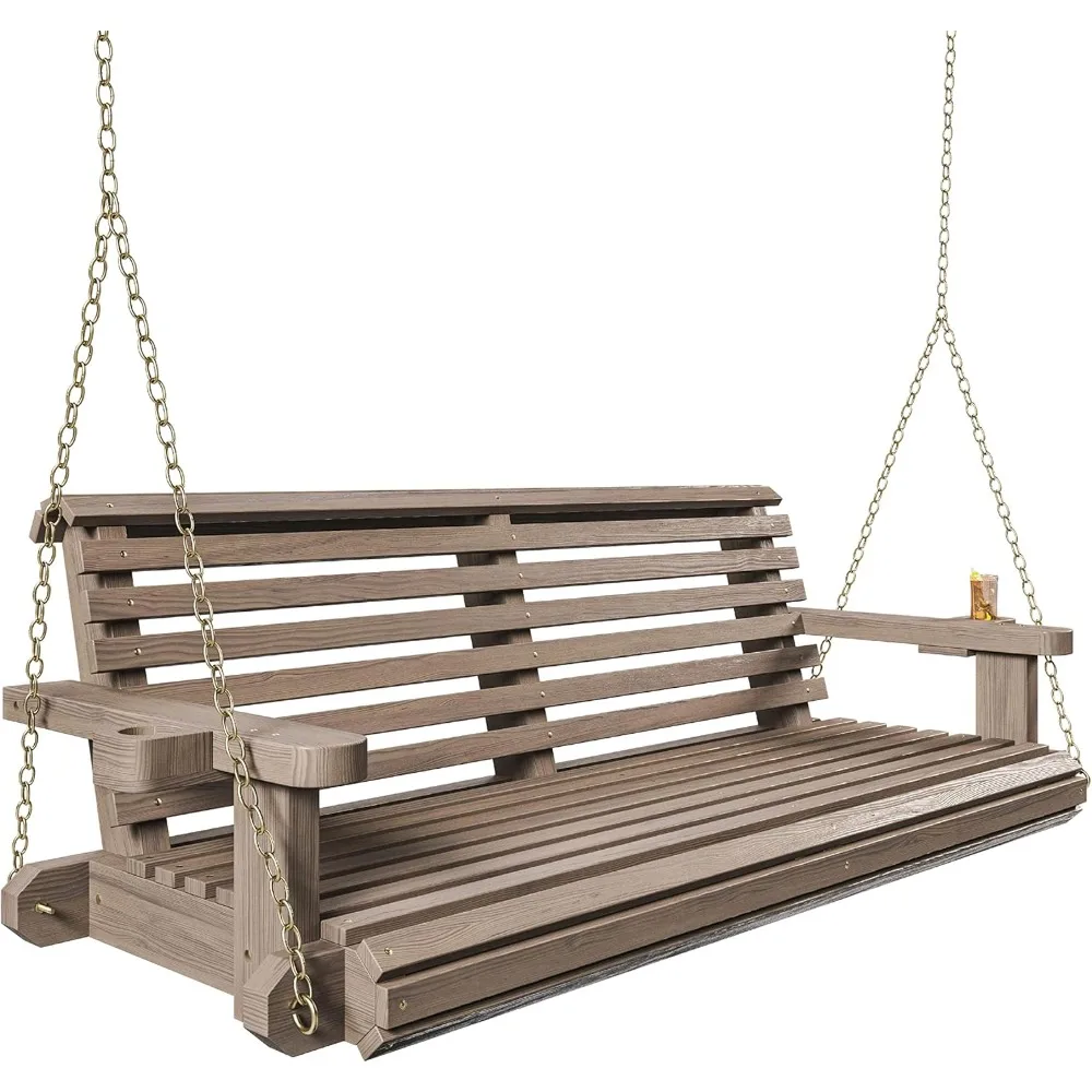 

Amish Heavy Duty 800 Lb Roll Comfort Treated Porch Swing W/Chains (5 Foot, Warm Walnut Stain)
