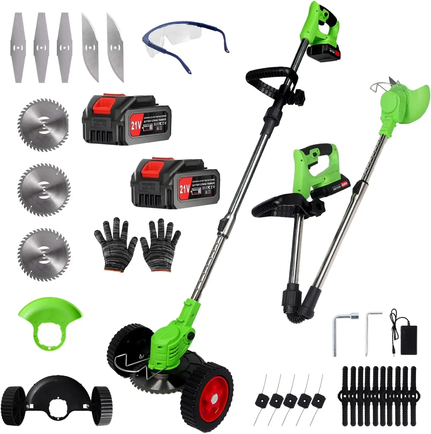 

Cordless Electric Weed Wacker with 2 Batteries, Foldable and Lightweight Grass Trimmer for Garden Yard