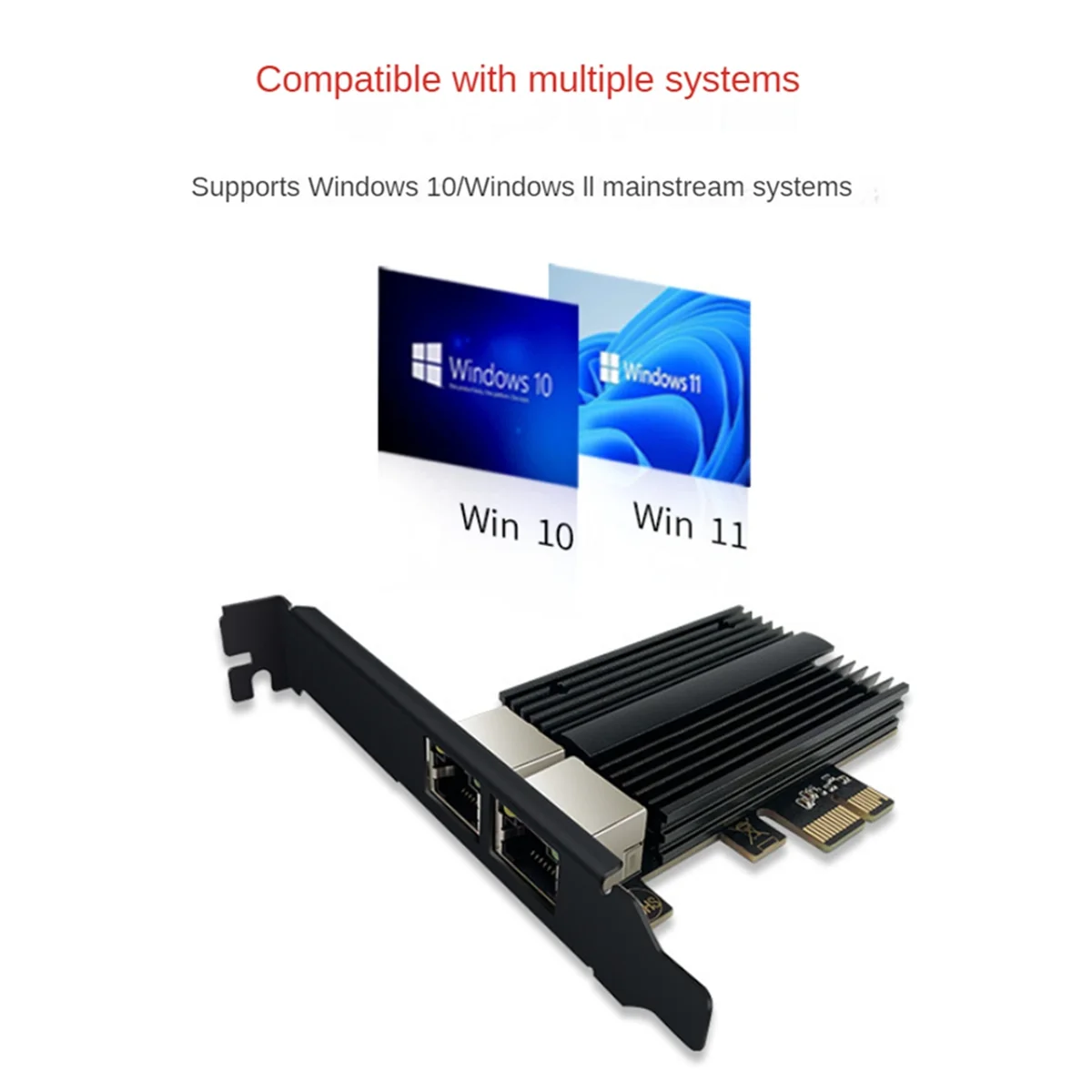 

T07C-2500 Мбит/с от Pcie до RJ45 I226-V Сетевая карта 2,5G Gigabit Ethernet Двухпортовая сетевая карта 100/1000/2500 Мбит/с для настольного компьютера