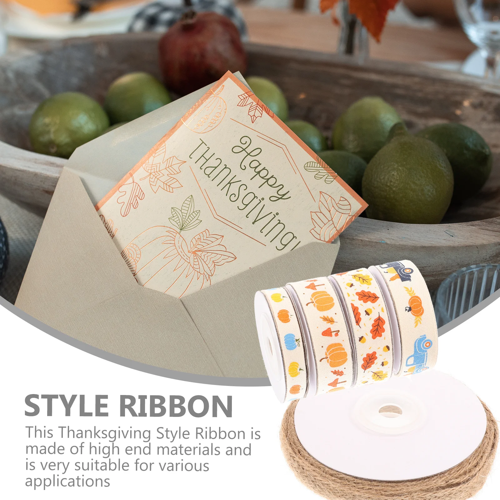 

5 Rolls Thanksgiving Pumpkin Truck Ribbon DIY Gift Wrapping Party Decoration Wreath Craft Pumpkin Ribbon Wreath Making Supplies,