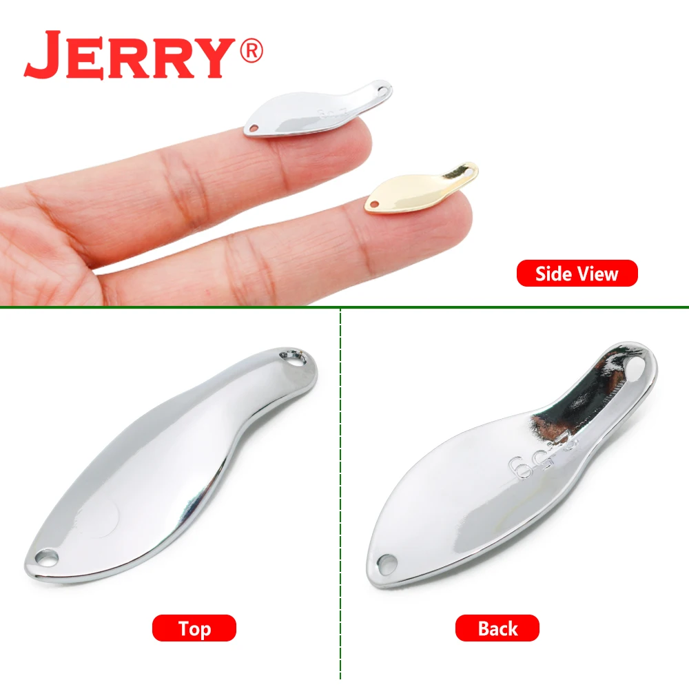 JERRY 50pieces 0.5g/0.9g/1.3g/2.4g Ultralight Freshwater Spinning Fishing Lures Unpainted Blank Brass Trout Area Spoons