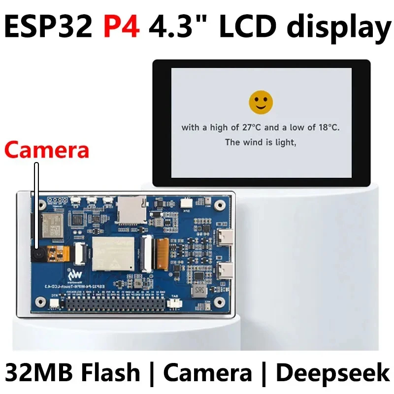 

ESP32-P4-WIFI6 4.3 Display Dev Board 480×800 LCD Wi-Fi 6 BLE 5 Audio Codec OV5647 Camera Support 4.3 Inch TouchScreen