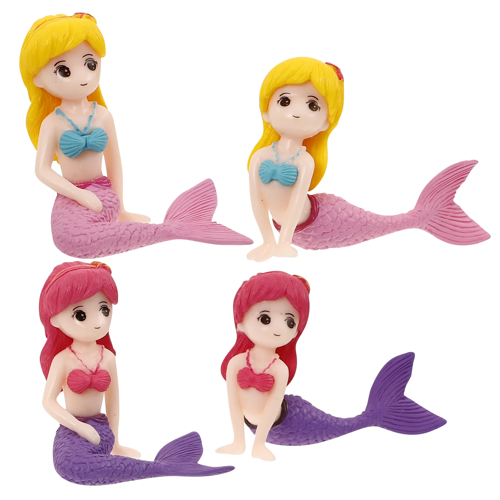 

4 Pcs Fish Tank Decoration Mermaid Shape PVC Crafts Lifelike Vivid Scatter Party Favors Vase Filling Aquarium Decor