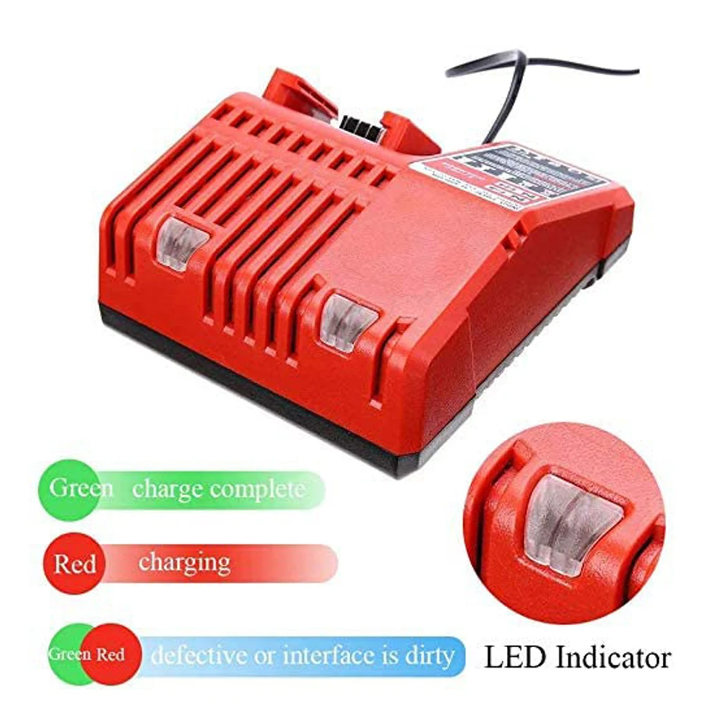 Imagem -02 - Carregador de Bateria Rápido do Li-íon Milwaukee M18 4811-1815 48-11-1828 48-112401 48-11-2402 110-240v