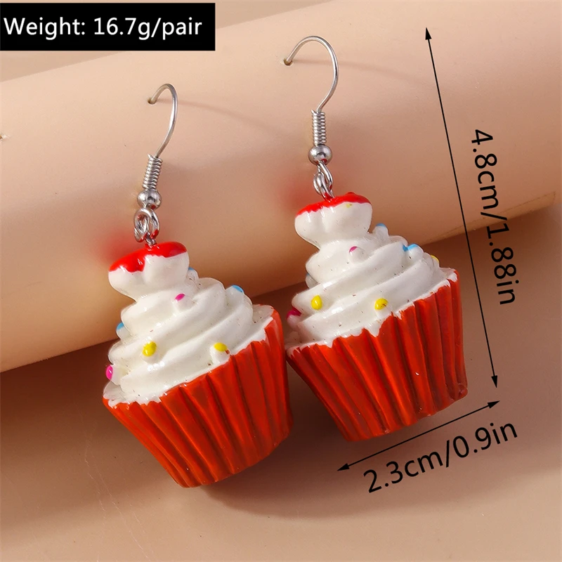 Süße Lebensmittel-Kuchen-Tropfenohrringe für Frauen und Mädchen, Party, Urlaub, Schmuck, Geschenke – Detail 2