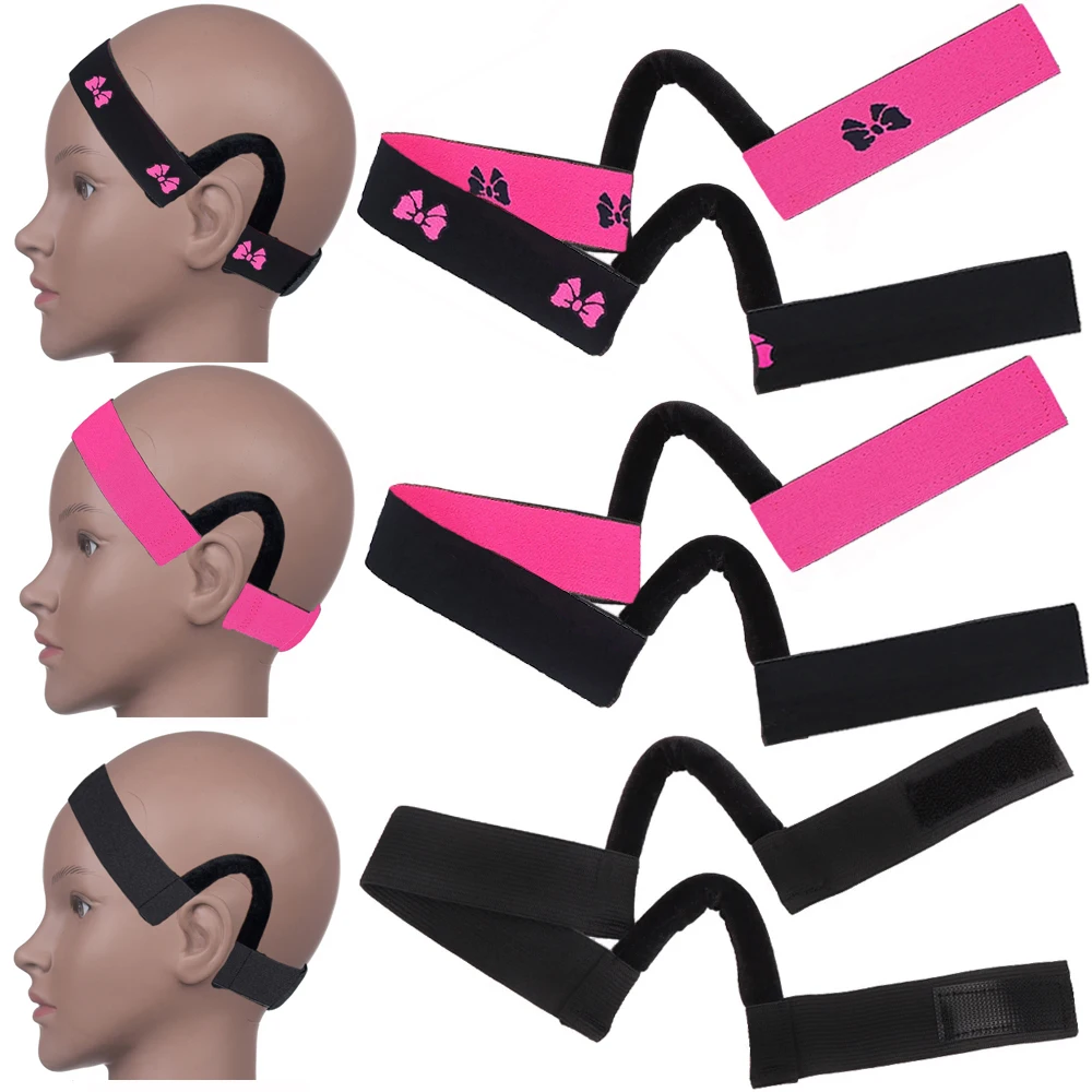 3 uds/1 Uds recién llegado cómoda banda para peluca de fusión de encaje-ajustable, protección para los oídos, 3cm de ancho, negro, para seguridad del borde de la peluca