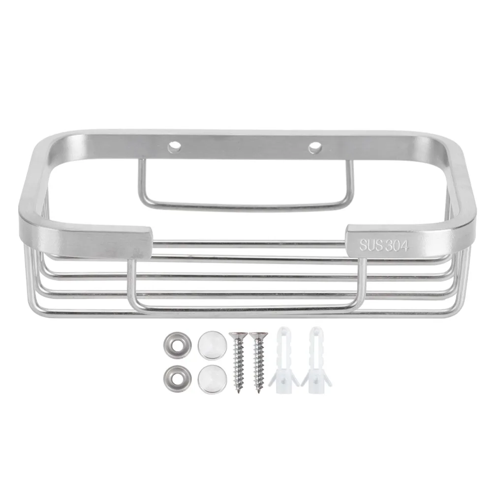 Space Saving Stainless Steel Soap Rack Brushed Finish Silver Soap Dish Wall Mounted Square Design Soap Organizer Box Daily view 4