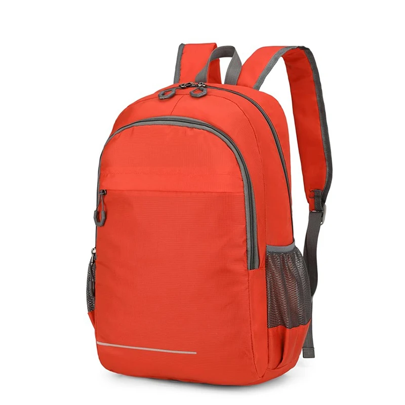 حقيبة ظهر مريحة قابلة للطي للاستخدام الخارجي، حقيبة ظهر للسفر متعددة الطبقات متعددة الجيوب، طاردة للماء، تصميم عاكس، حقيبة تخزين بسيطة