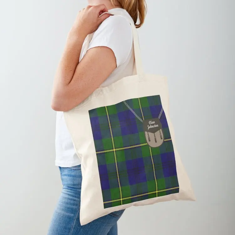 

Clan Johnston surname last name Scottish Clan tartan badge crest Tote Bag large size bags Cloth bag