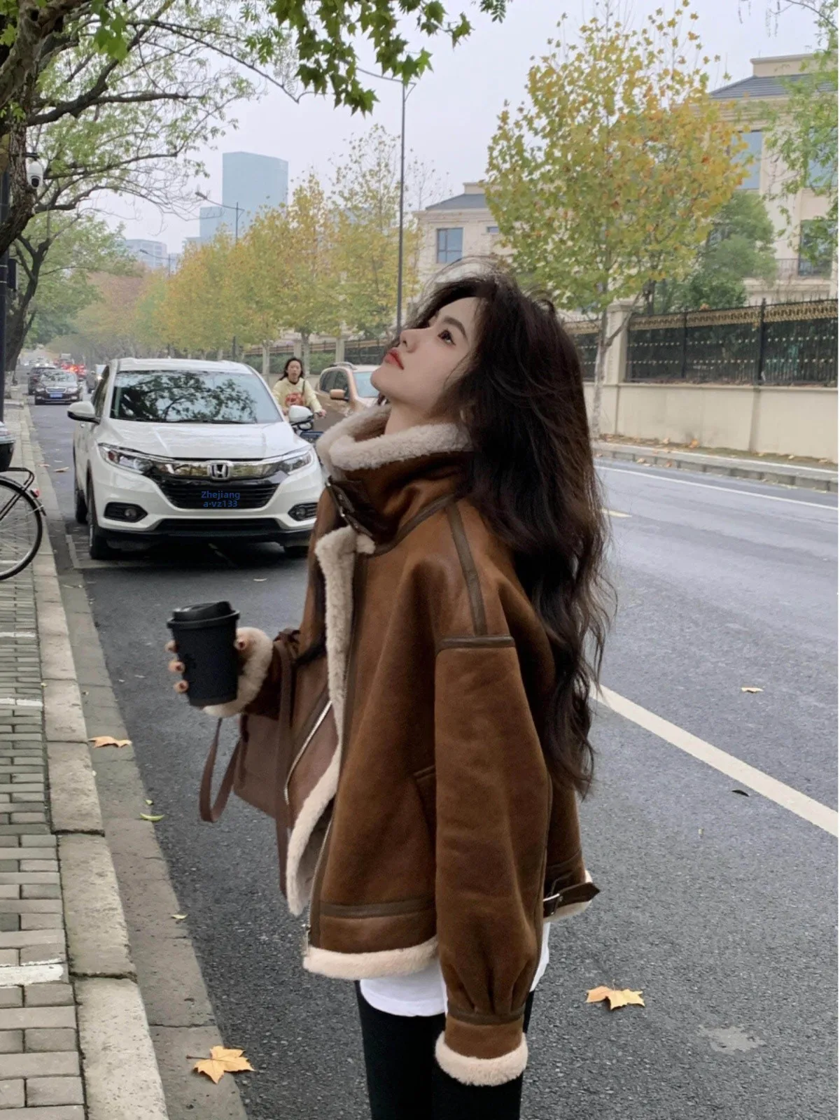 

Men's Winter Thiened Lamb Fur Jaet ort Cotton Coat Warmth Outerwear Motorcycle Sle Northeastern Overcoat