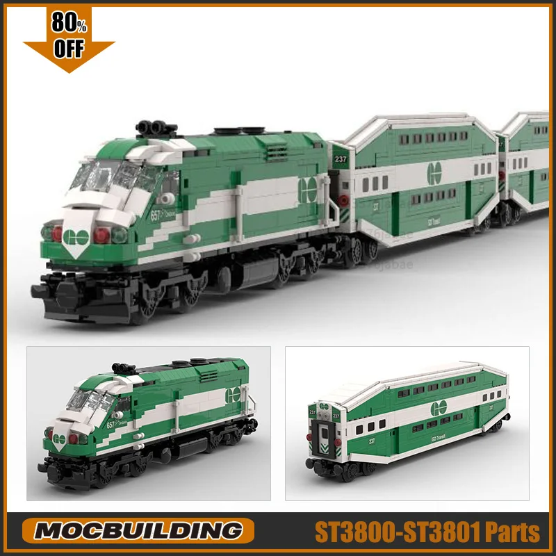 

MOC Building Blocks City Train MP40PH-3C Technology Bricks Matched With BiLevel Coach DIY Assembly Machine Toys Xmas Gifts