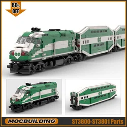 MOC Building Blocks City Train MP40PH-3C Technology Bricks Matched With BiLevel Coach DIY Assembly Machine Toys Xmas Gifts