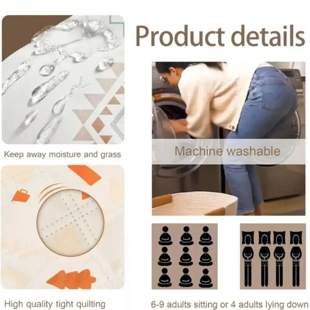 

Moisture-proof Waterproof Picnic Blanket Carrying Handle Sandproof Outdoor Picnic Mat Washable Foldable Portable Blanket Picnic