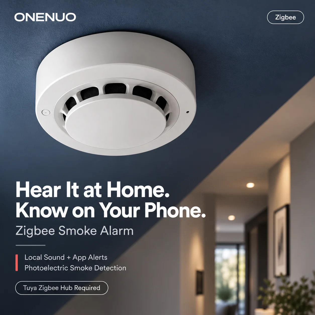 Tuya Zigbee Smoke Detector 90dB Photoelectric Smoke Alarm Smart Life App Alerts Home Security Hub Required