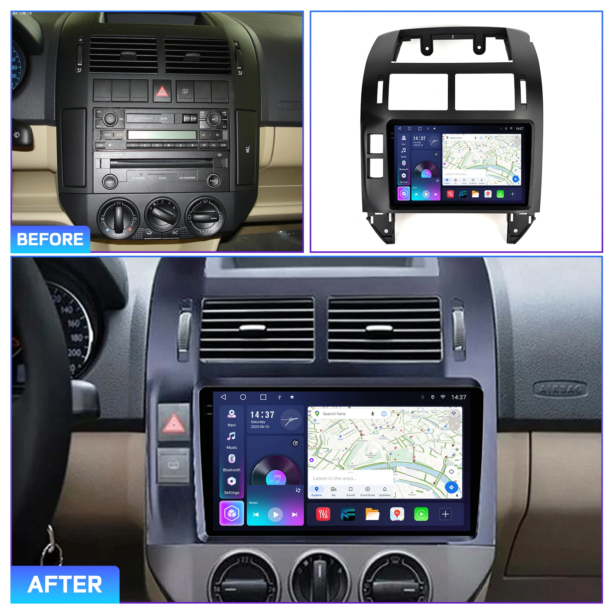 Penhui Android Car DVD Player 2 Din for Volkswagen Polo 4-поколение 11.2001-05.2009 Multimedia Screen with DSP, Bluetooth, Audio