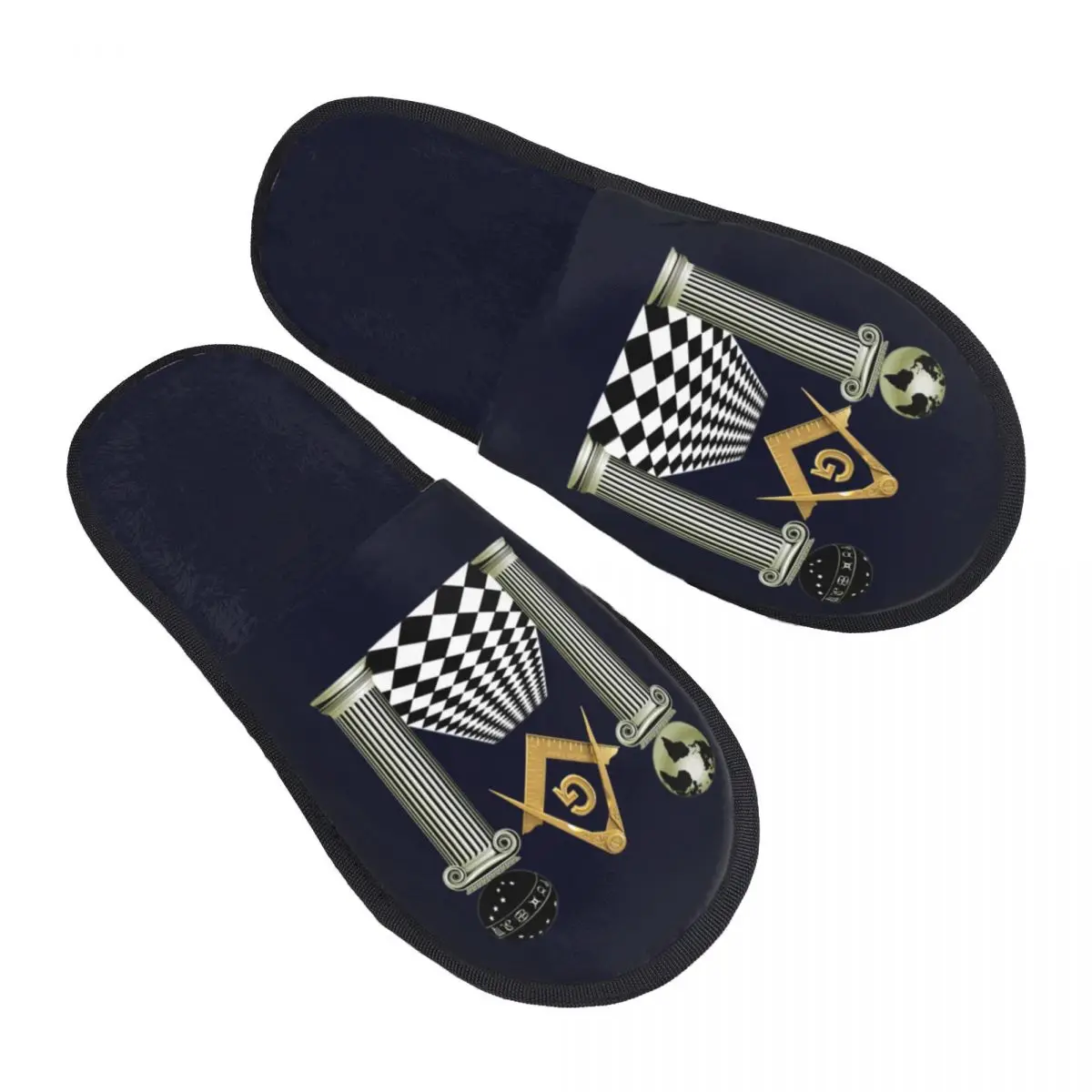 Custom Print  Boaz And Jachin Solomon's Temple House Slippers Cozy Warm Masonic Mason Freemason Memory Foam Fluffy Slipper Shoes