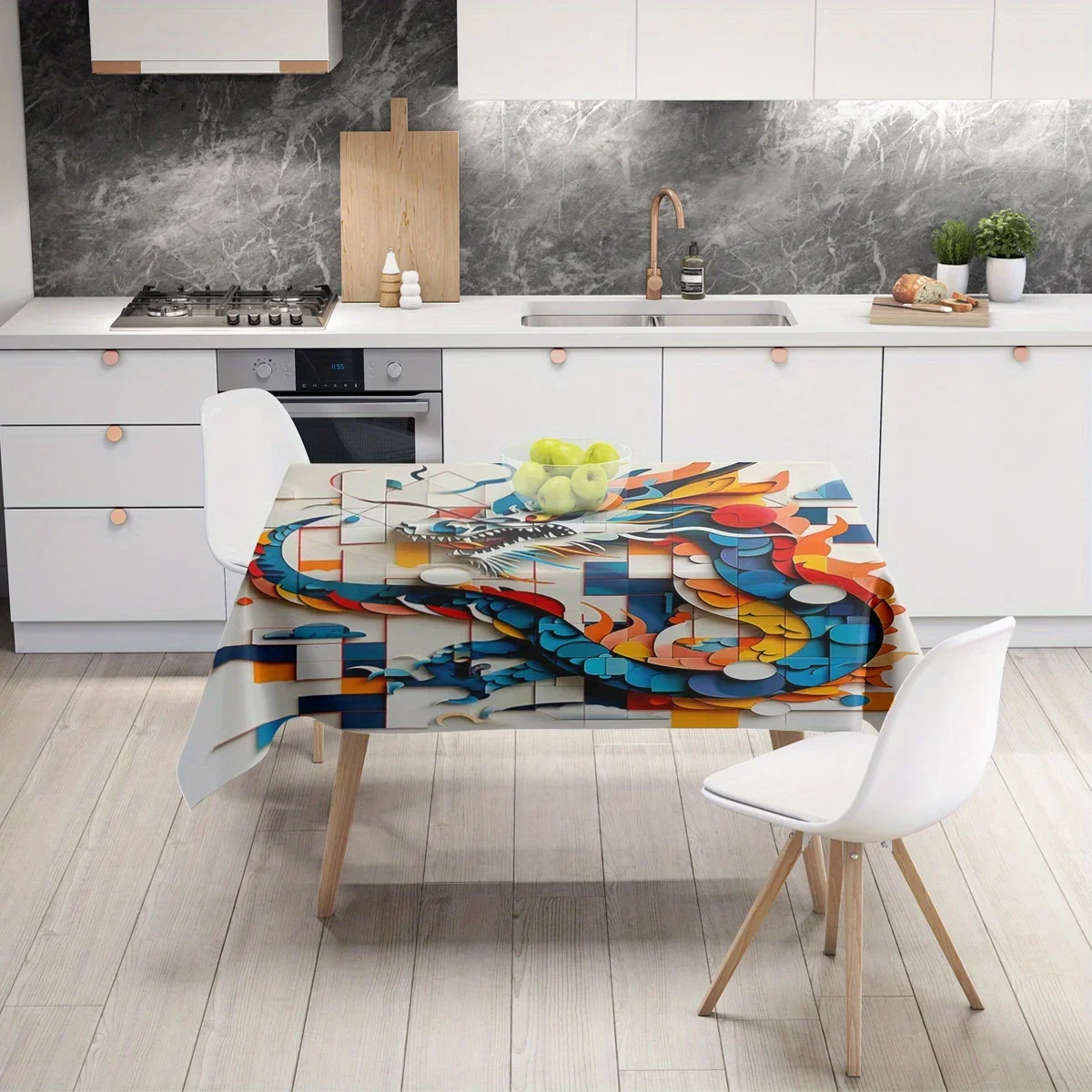 Abstract style dragon pattern tablecloth, suitable for decorating Independence Day, Christmas, May Day, Father's Dayxzj