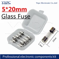 10pcs 5x20mm Glass Fuse with Box 5x20 0.1A 0.2A 0.5A 1A 2A 3A 4A 5A 8A 10A 15A 20A 25A 30A 250V 5*20mm Household Fuses Tube