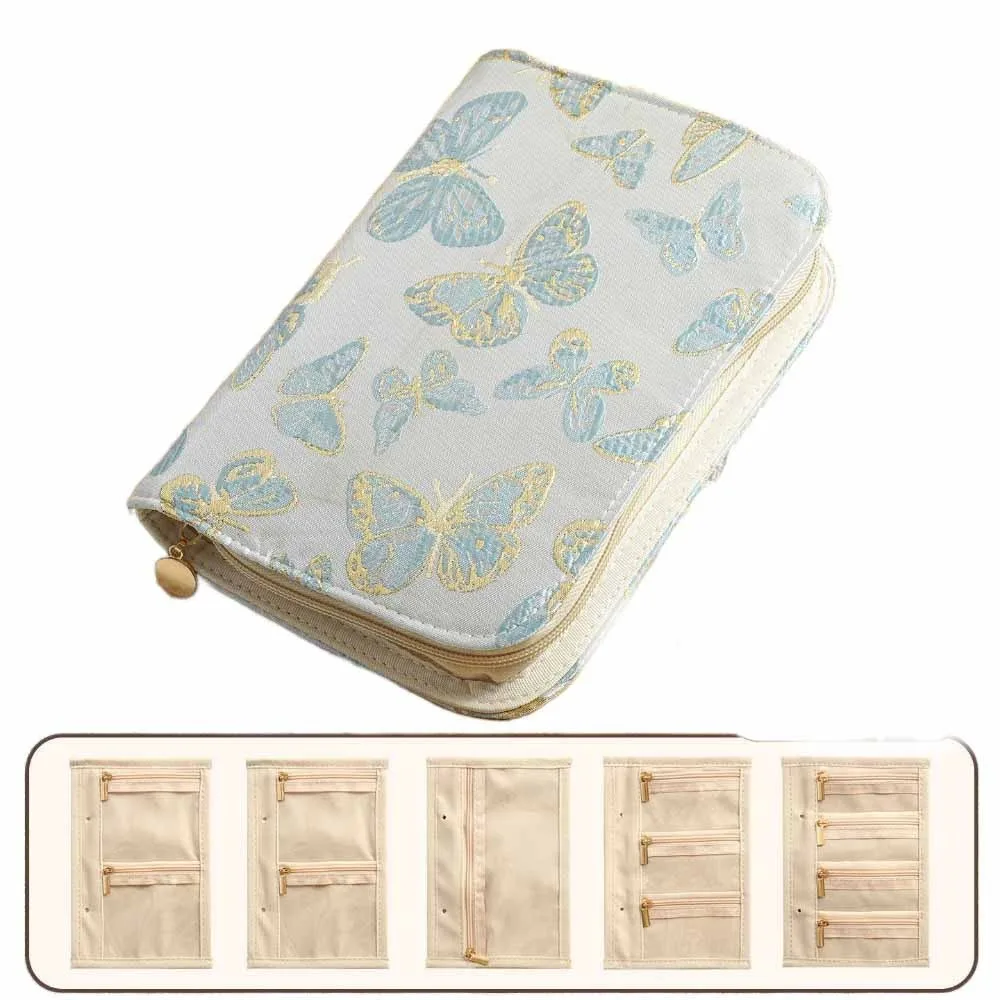 

Flower Pattern Jewelry Storage Bag Anti-oxidation Grid Storage Jewelry Organizer with Zipper Multi-layer