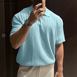 2024 Men Shirt Solid Color Lapel Short Sleeve Summer Streetwear Casual Men Clothing Korean Fashion Leisure Shirts S-5XL INCERUN