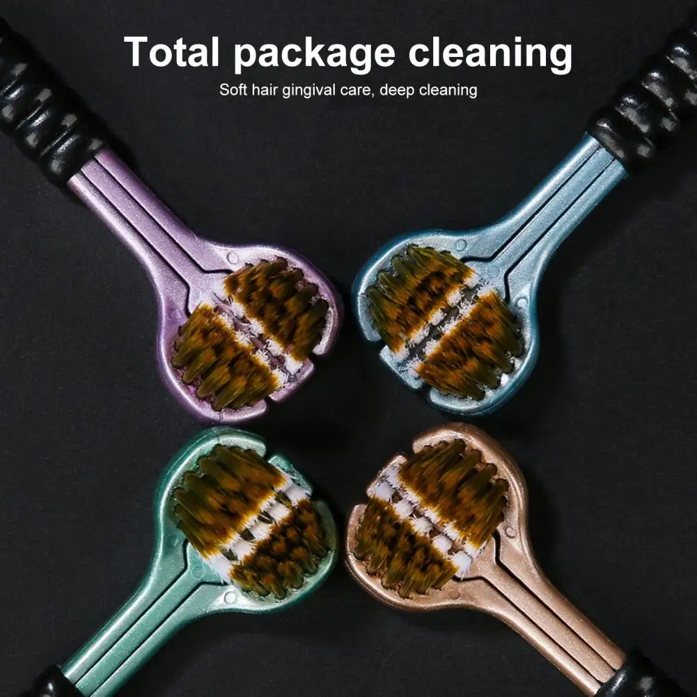 1/4 Pcs Soft Bristles Teeth Cleaning Brush 3-Sided Toothbrush Complete Teeth Gum Care Clean Tongue Coating Scraper Toothbrush