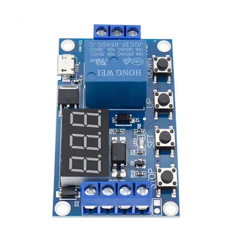 DC 6-30V Support Micro USB 5V LED Display Automation Cycle Delay Timer Switch Off Delay Time Relay 6V 9V 12V 24V