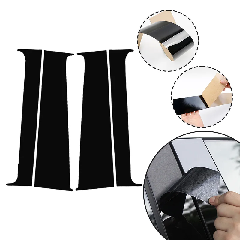 4Pcs/set Glossy Black Car Window Door Column BC Pillar Posts Cover Trim For VW T5/T6 2008-2019 2020 2021 Decoration Stickers