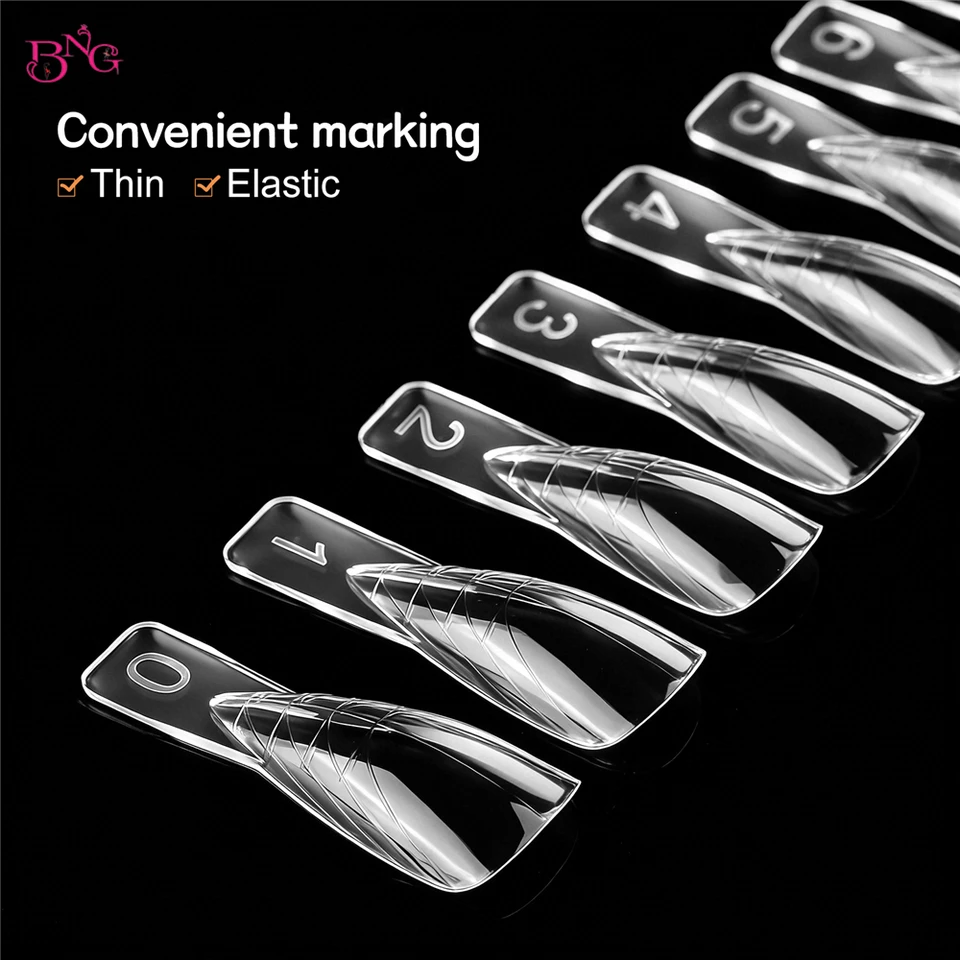 BNG 150 piezas de formas de uñas dobles para gel de extensión, moldes de uñas stiletto cortos, puntas falsas para manicura de gel, diseño de arte de uñas de salón 2