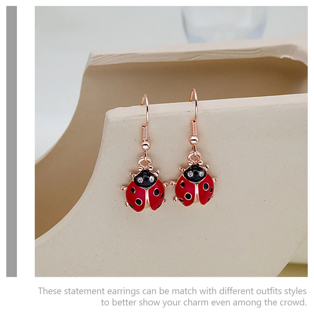 Ladybug Earrings Metal for Women Teen Girls Trendy Aesthetic Statement Four Seasons