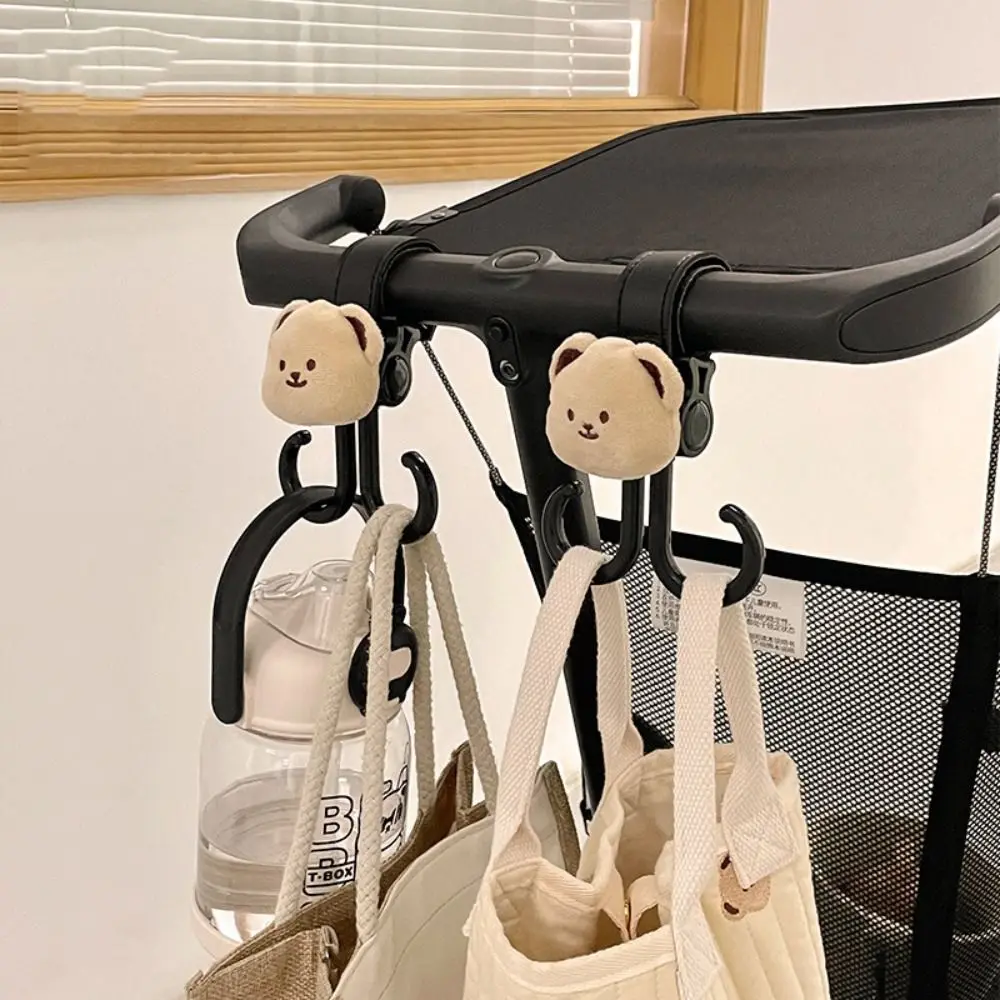 

Multifunctional Bear Baby Stroller Hooks Rabbit Cart Organizer Hanging Hook Double Hook Cartoon Stroller Accessories Baby