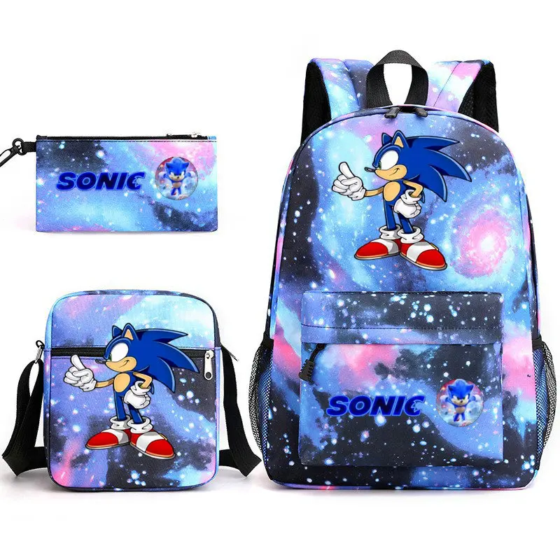 Sonic Backpacks With Shoulder Bags Anime Capacity Lightweight Casual School Bags For Teens Outdoor Travel Backpacks