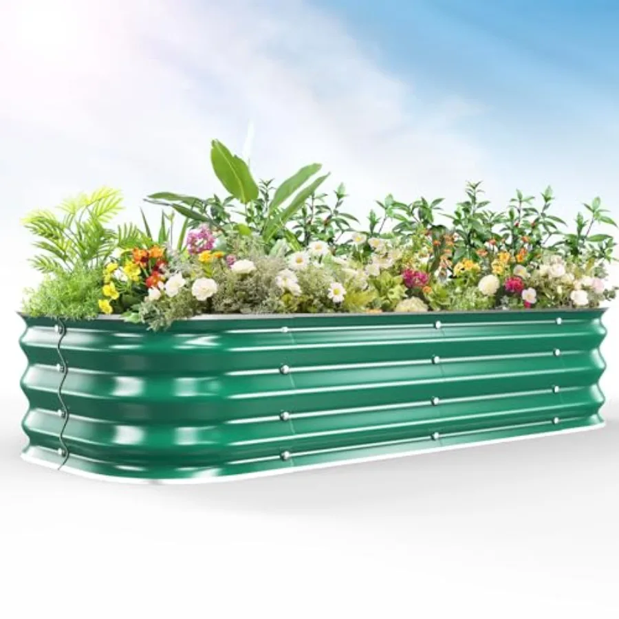 

Galvanized Raised Garden Bed for Gardening 6x2x1ft Large Metal Planter Boxes Outdoor for Vegetable Flower Herb Modular Above Gr