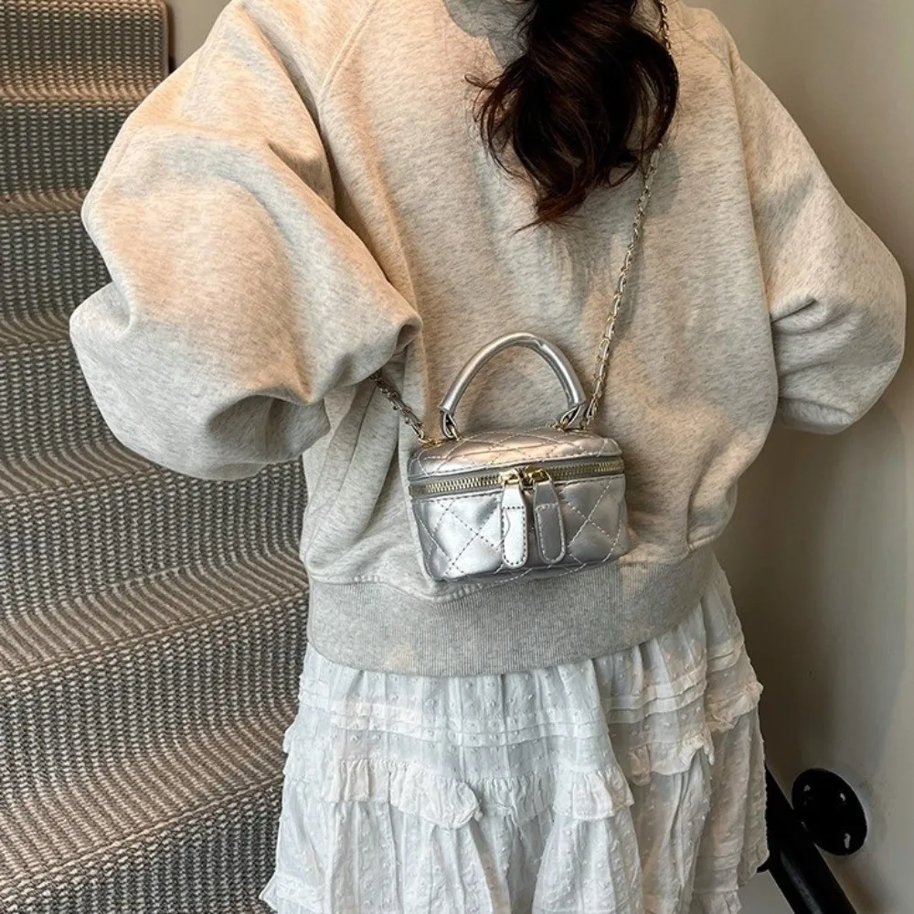 Мини-кожаная сумка-ведро со стеганой бриллиантами, клетчатый узор с золотой цепочкой, сумка через плечо, женская сумка через плечо