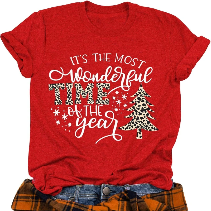 

Women's Graphic Printed Short Sleeve Cotton T-shirt for Christmas Crew Neck Short Sleeve All Seasons Casual Fashion Soft Tees