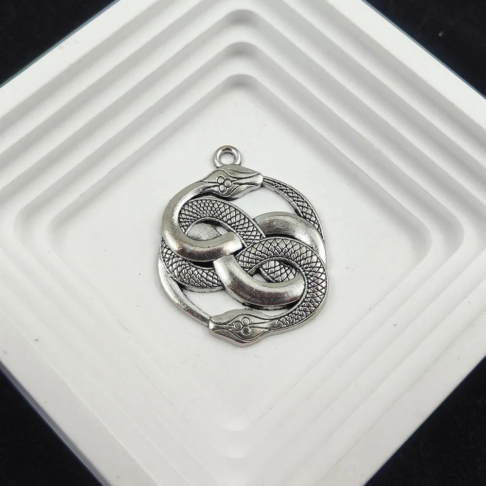 43*34mm Alloy Antique Silver Color Snake Charms Pendant Designer Charms Fit Jewelry Making DIY Jewelry Findings