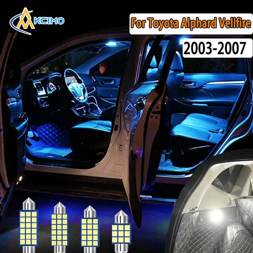 Canbus LED مجموعة الإضاءة الداخلية لتويوتا ألارد Vellfire 10 سلسلة 2003-2007 السوبر مشرق قبة خريطة أضواء الباب سهلة التركيب